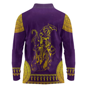 Anubis and Horus Long Sleeve Polo Shirt Egyptian God Purple