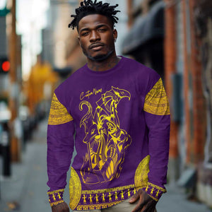 Anubis and Horus Long Sleeve Shirt Egyptian God Purple DT02