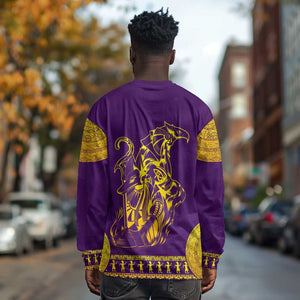 Anubis and Horus Long Sleeve Shirt Egyptian God Purple DT02