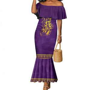 Anubis and Horus Mermaid Dress Egyptian God Purple