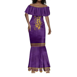 Anubis and Horus Mermaid Dress Egyptian God Purple