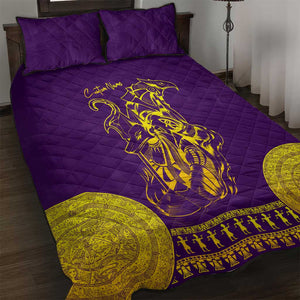 Anubis and Horus Quilt Bed Set Egyptian God Purple