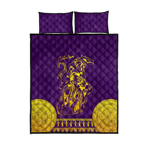 Anubis and Horus Quilt Bed Set Egyptian God Purple