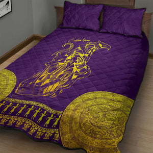 Anubis and Horus Quilt Bed Set Egyptian God Purple