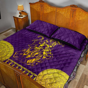 Anubis and Horus Quilt Bed Set Egyptian God Purple