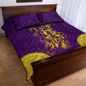 Anubis and Horus Quilt Bed Set Egyptian God Purple