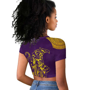 Anubis and Horus Raglan Cropped T shirt Egyptian God Purple