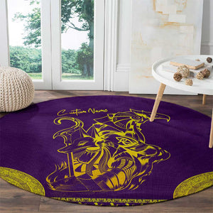 Anubis and Horus Round Carpet Egyptian God Purple