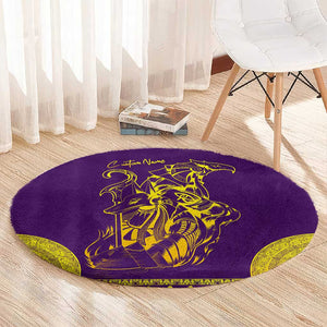 Anubis and Horus Round Carpet Egyptian God Purple