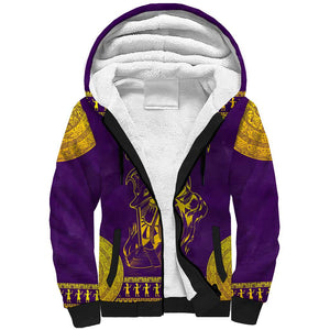 Anubis and Horus Sherpa Hoodie Egyptian God Purple