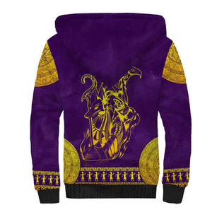 Anubis and Horus Sherpa Hoodie Egyptian God Purple