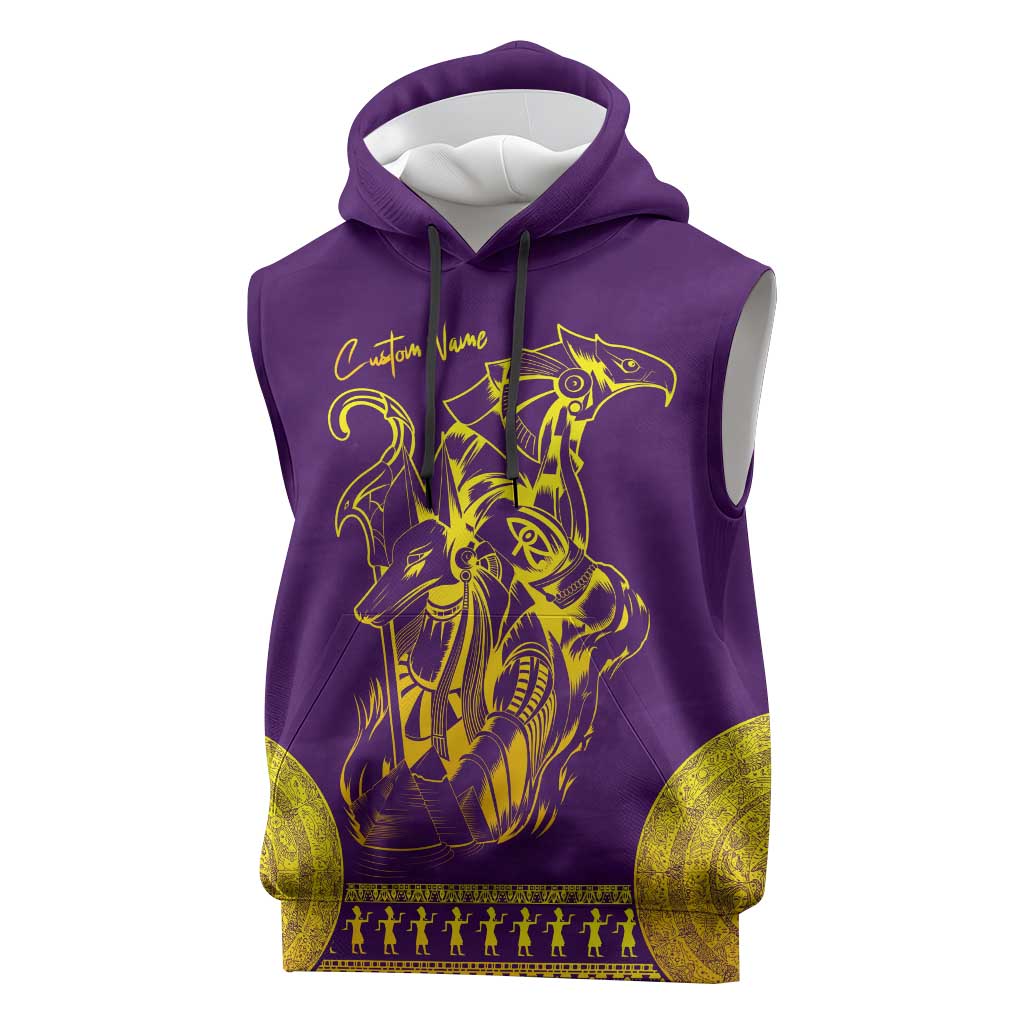 Anubis and Horus Sleeveless Hoodie Egyptian God Purple - African Pride