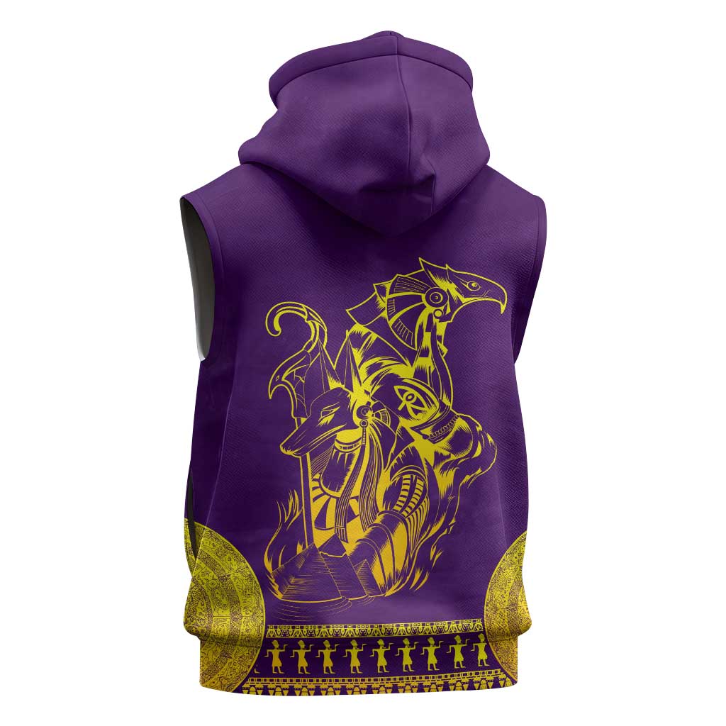 Anubis and Horus Sleeveless Hoodie Egyptian God Purple - African Pride