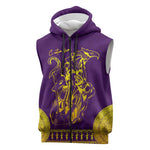 Anubis and Horus Sleeveless Zip Hoodie Egyptian God Purple - African Pride