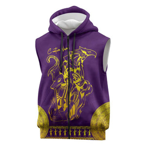 Anubis and Horus Sleeveless Zip Hoodie Egyptian God Purple - African Pride