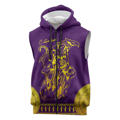 Anubis and Horus Sleeveless Zip Hoodie Egyptian God Purple - African Pride