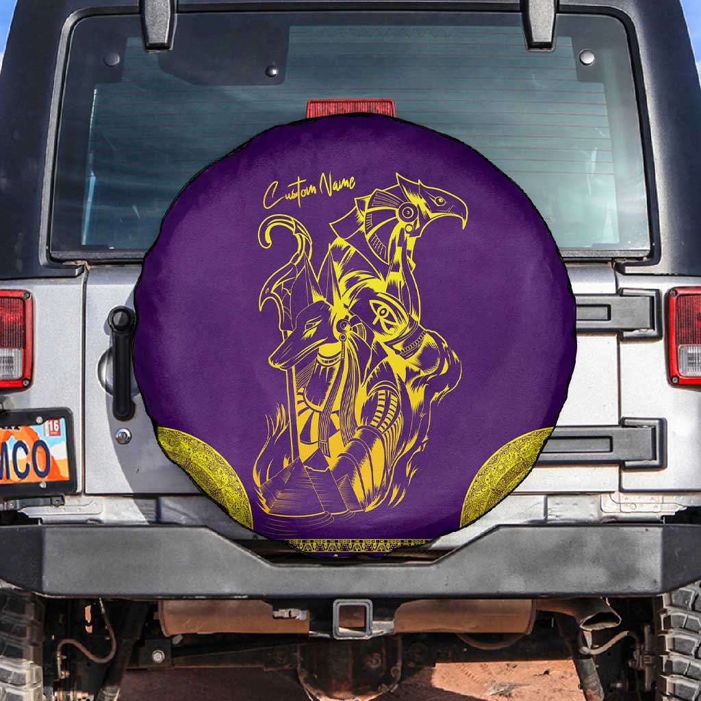 Anubis and Horus Spare Tire Cover Egyptian God Purple