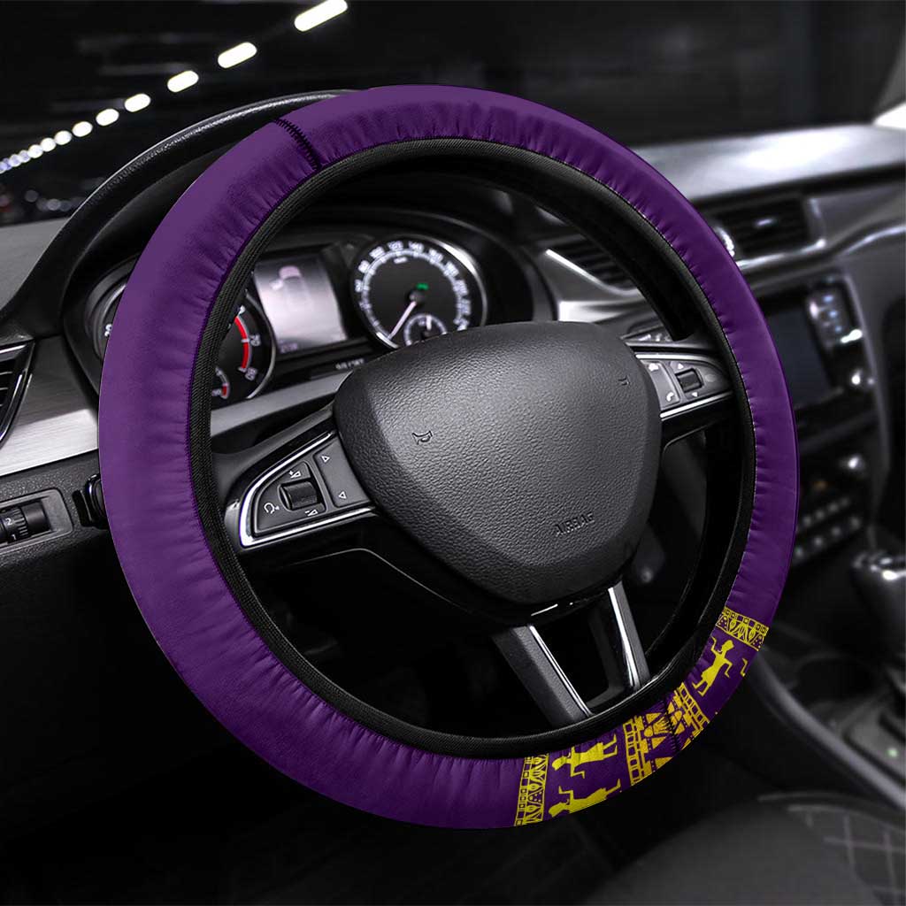 Anubis and Horus Steering Wheel Cover Egyptian God Purple