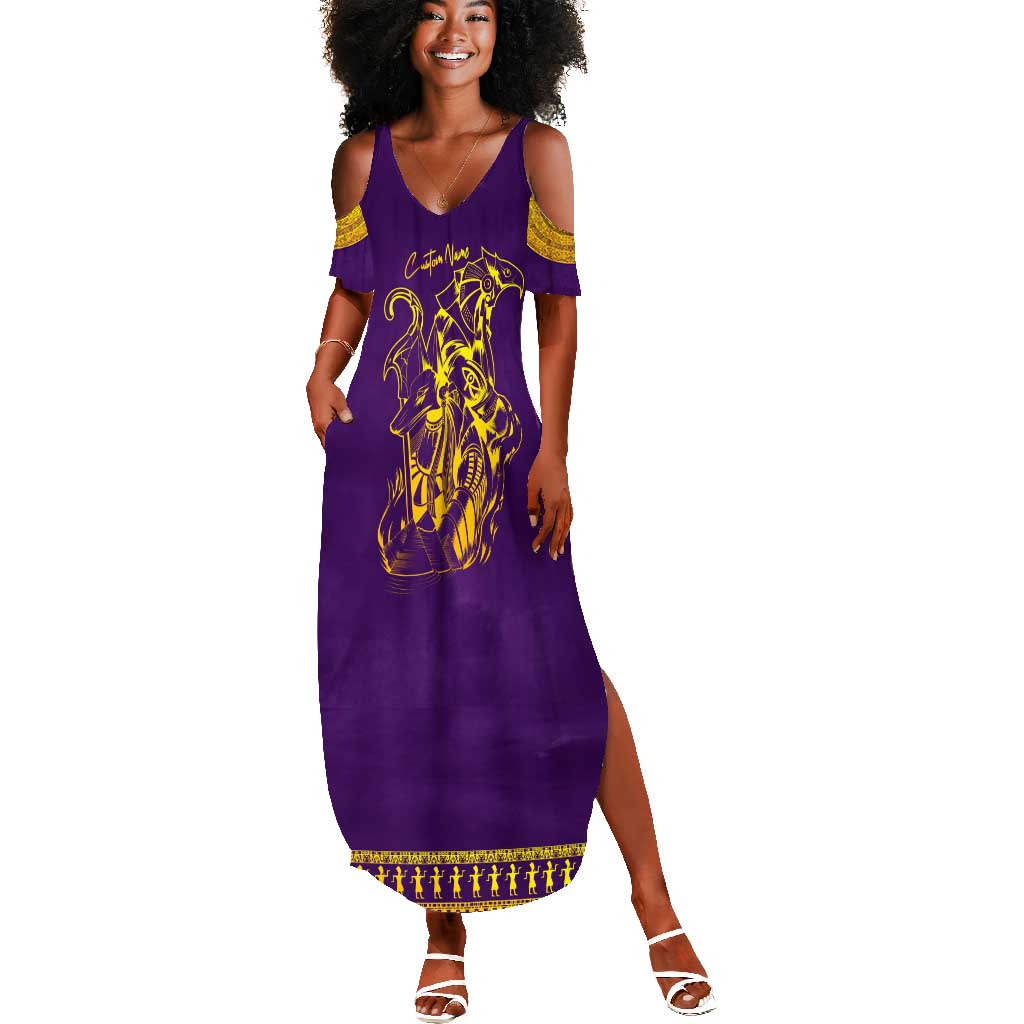 Anubis and Horus Summer Maxi Dress Egyptian God Purple