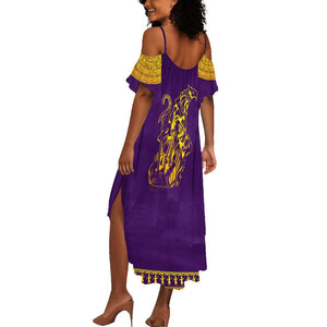 Anubis and Horus Summer Maxi Dress Egyptian God Purple