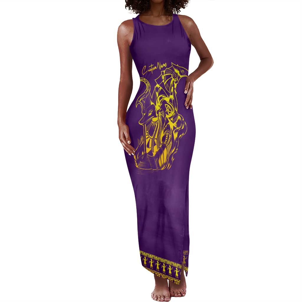 Anubis and Horus Tank Maxi Dress Egyptian God Purple