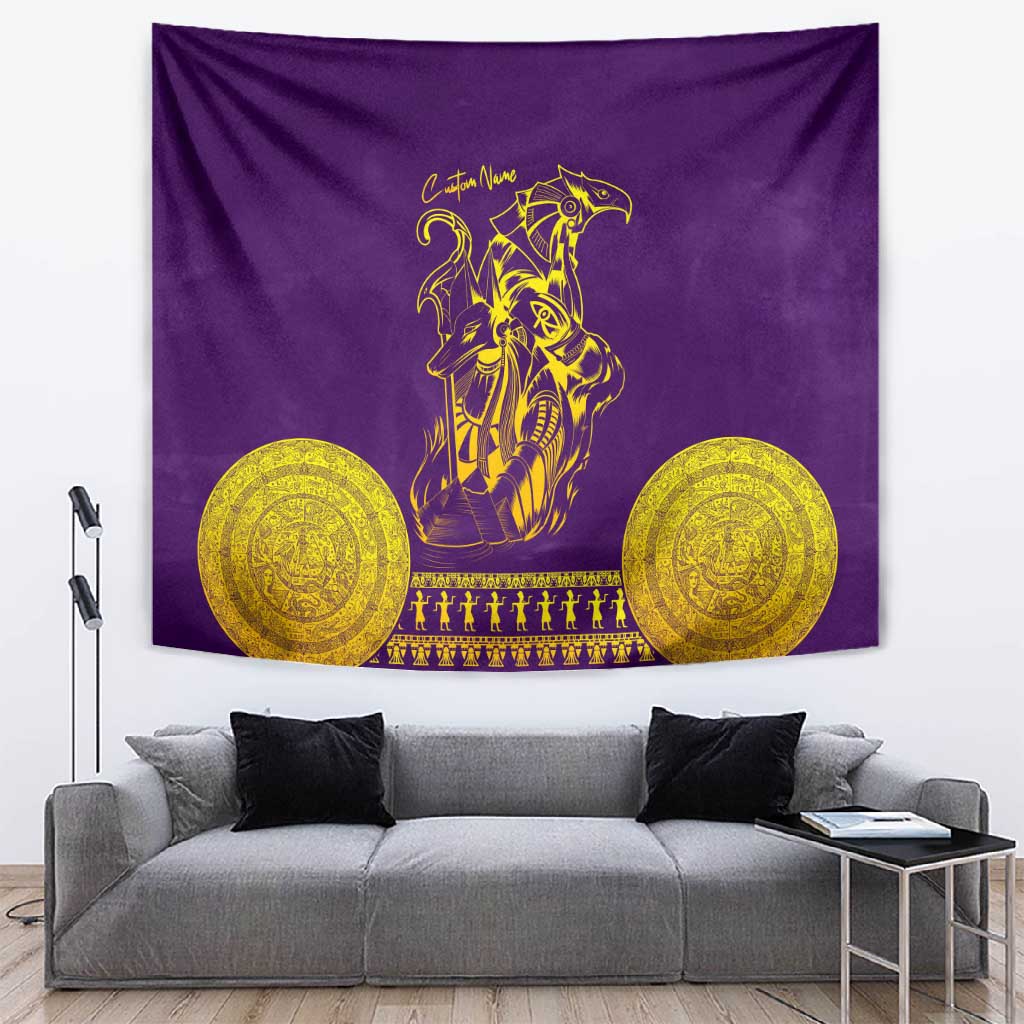 Anubis and Horus Tapestry Egyptian God Purple