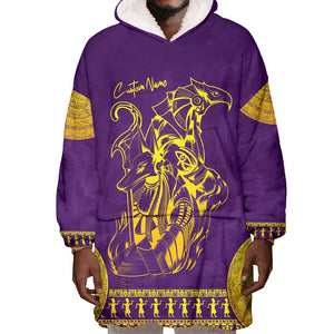 Anubis and Horus Wearable Blanket Hoodie Egyptian God Purple