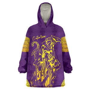 Anubis and Horus Wearable Blanket Hoodie Egyptian God Purple