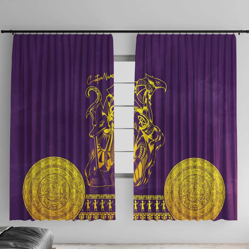 Anubis and Horus Window Curtain Egyptian God Purple