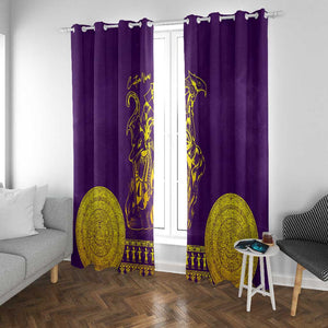 Anubis and Horus Window Curtain Egyptian God Purple