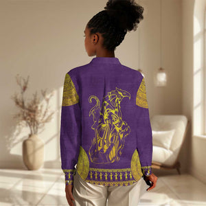 Anubis and Horus Women Casual Shirt Egyptian God Purple