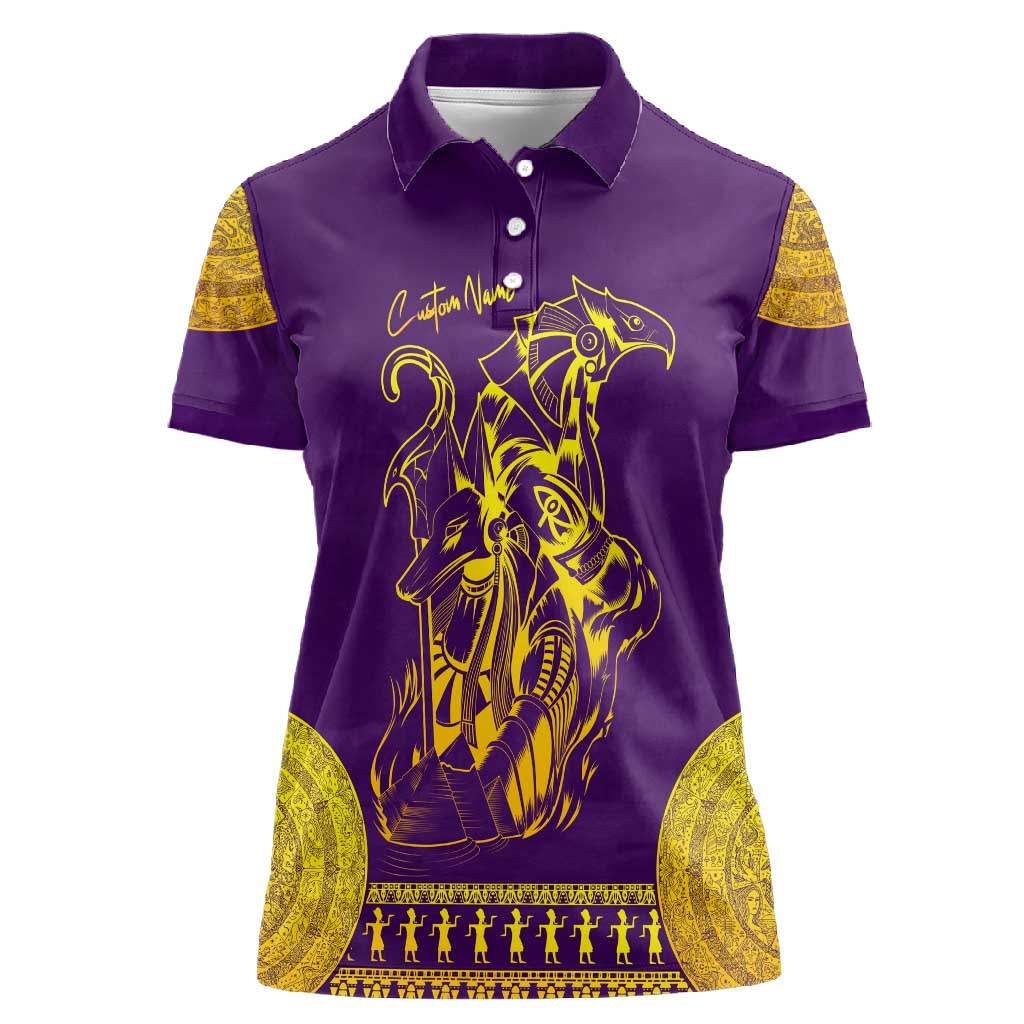 Anubis and Horus Women Polo Shirt Egyptian God Purple