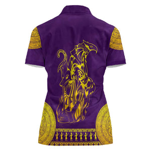 Anubis and Horus Women Polo Shirt Egyptian God Purple