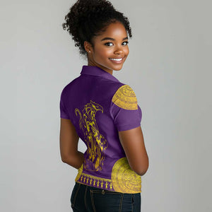 Anubis and Horus Women Polo Shirt Egyptian God Purple