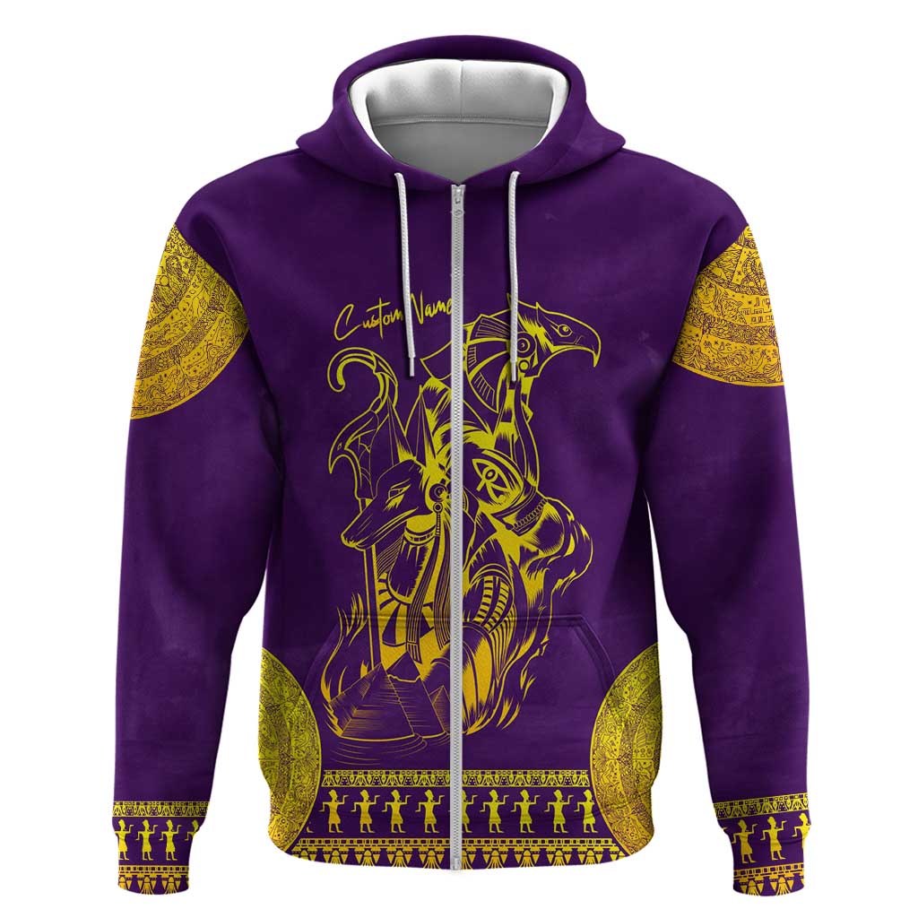 Anubis and Horus Zip Hoodie Egyptian God Purple