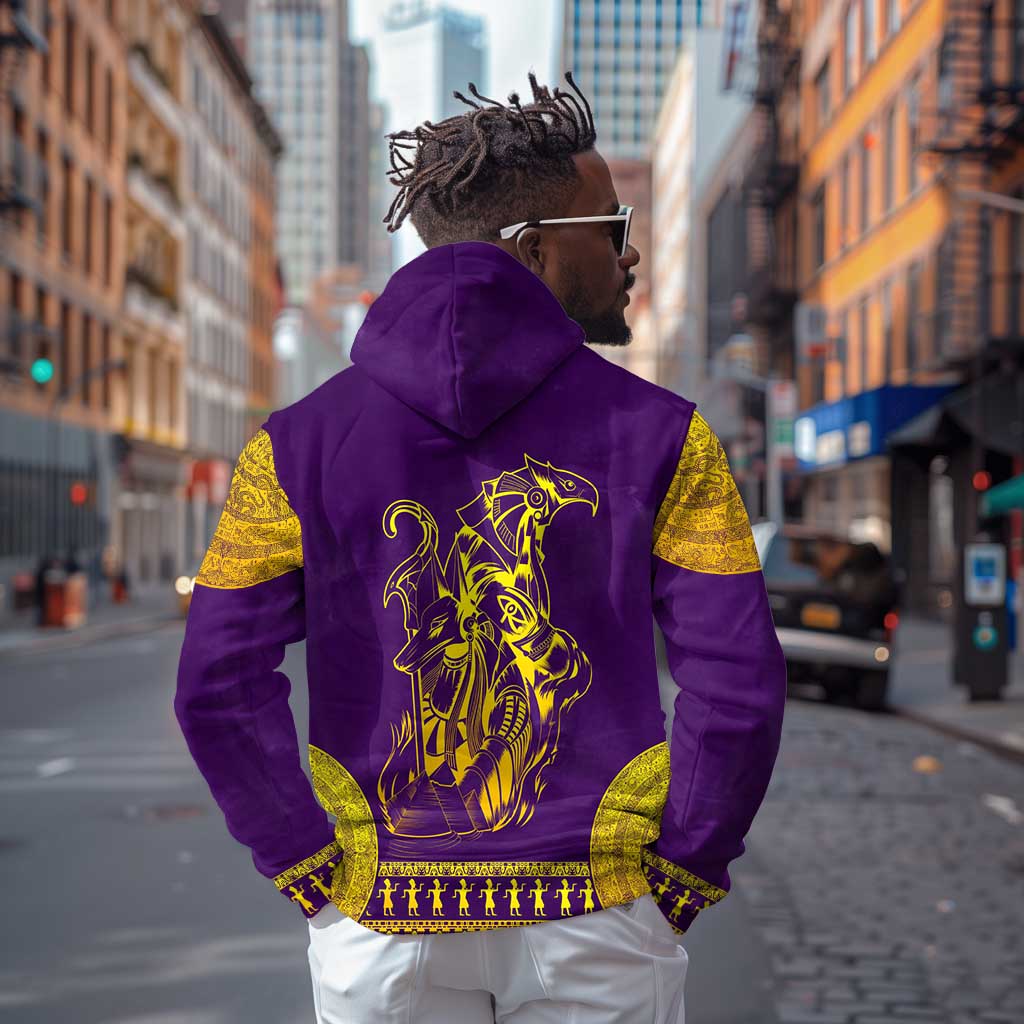 Anubis and Horus Zip Hoodie Egyptian God Purple