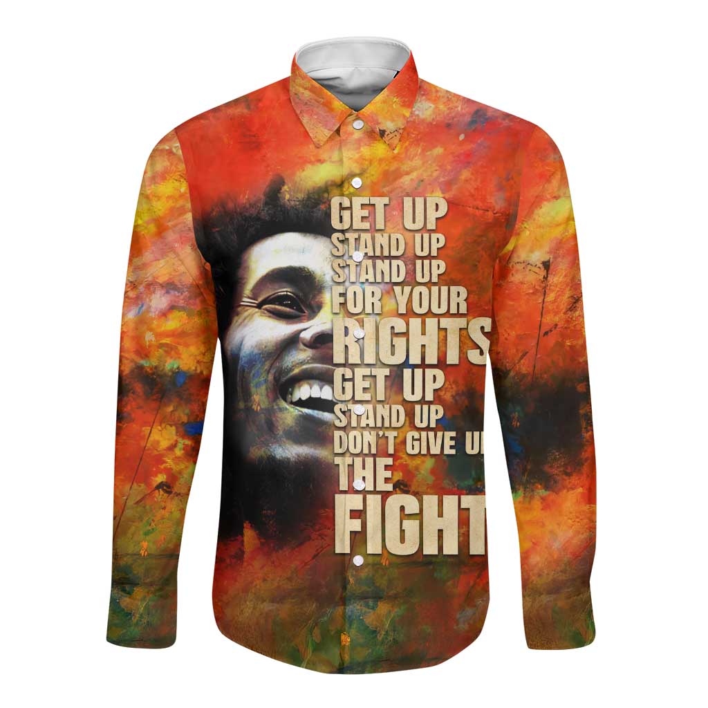 Reggae Legend Bob Long Sleeve Button Shirt Retro Style