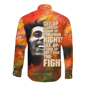 Reggae Legend Bob Long Sleeve Button Shirt Retro Style