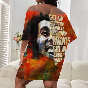 Reggae Legend Bob Off Shoulder Short Dress Retro Style