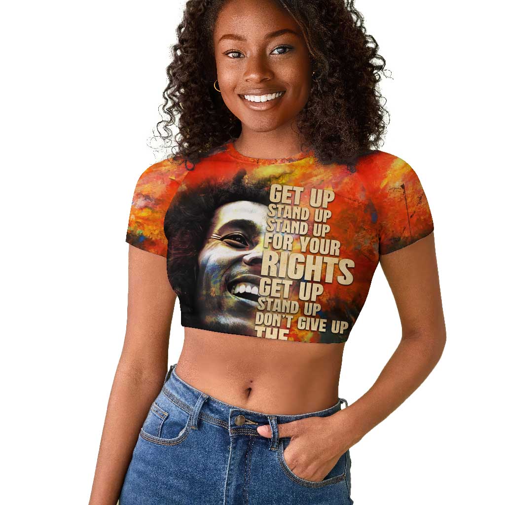 Reggae Legend Bob Raglan Cropped T shirt Retro Style