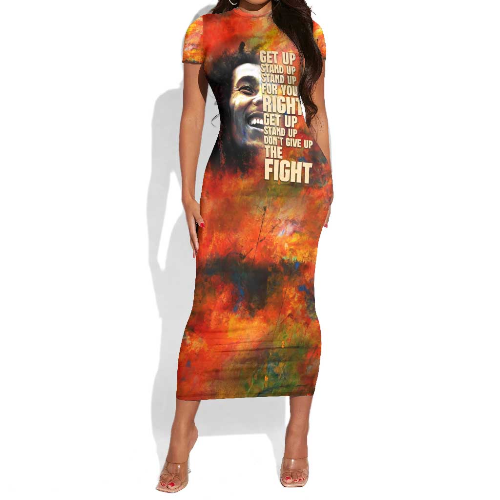 Reggae Legend Bob Short Sleeve Bodycon Dress Retro Style