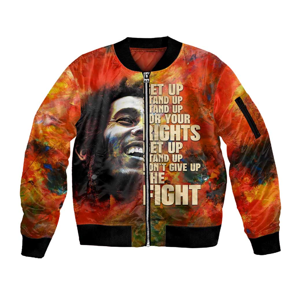 Reggae Legend Bob Sleeve Zip Bomber Jacket Retro Style