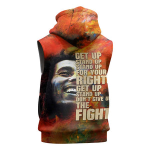 Reggae Legend Bob Sleeveless Zip Hoodie Retro Style - African Pride