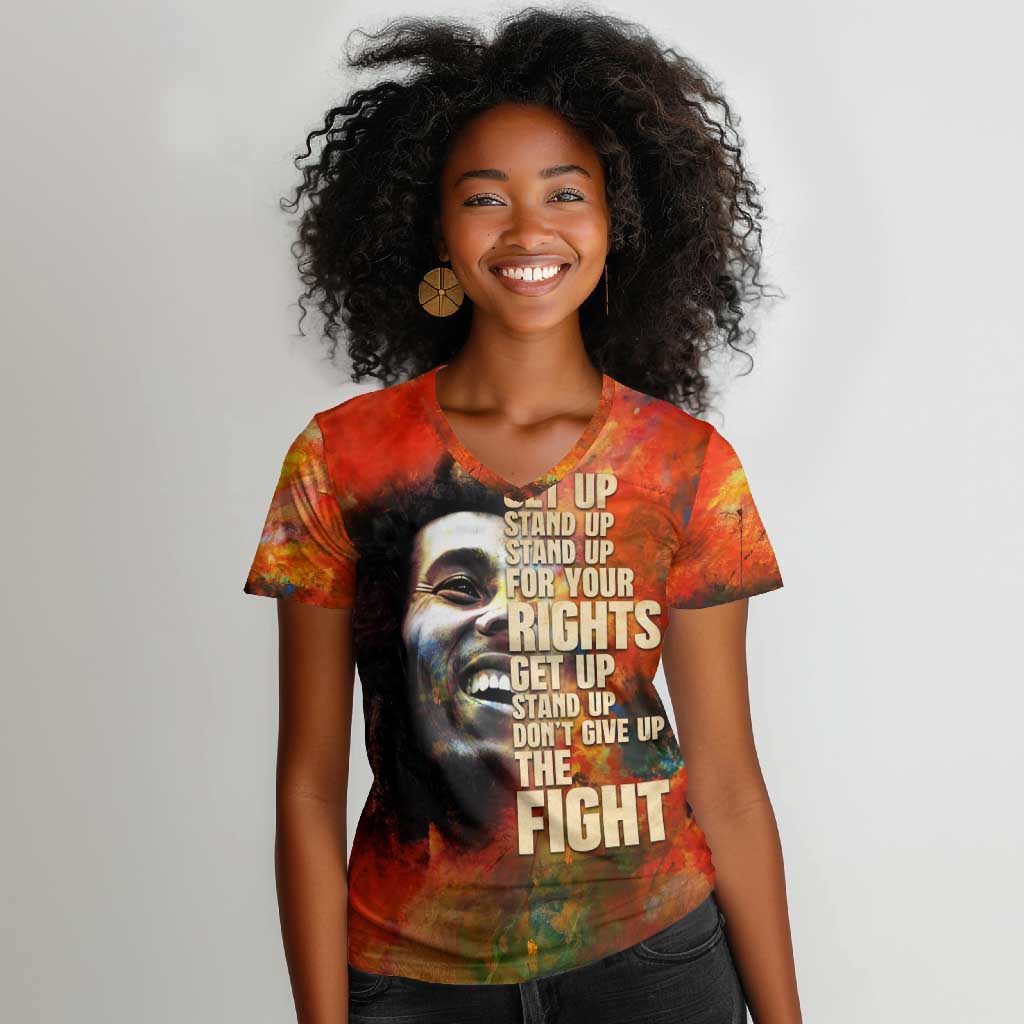 Reggae Legend Bob Women V-Neck T-Shirt Retro Style