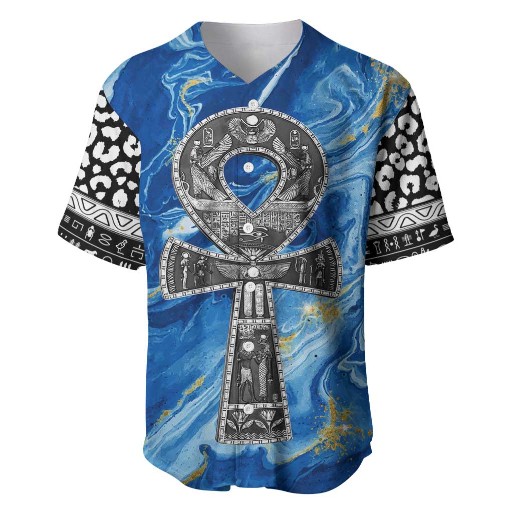 Ankh On Blue Baseball Jersey Pan African