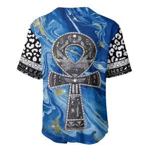 Ankh On Blue Baseball Jersey Pan African