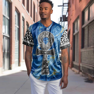 Ankh On Blue Baseball Jersey Pan African