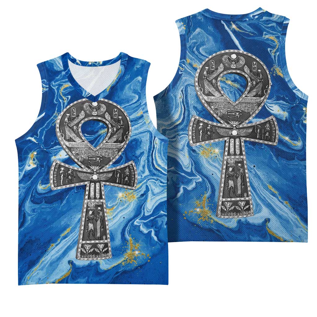 Ankh On Blue Basketball Jersey Pan African DT02