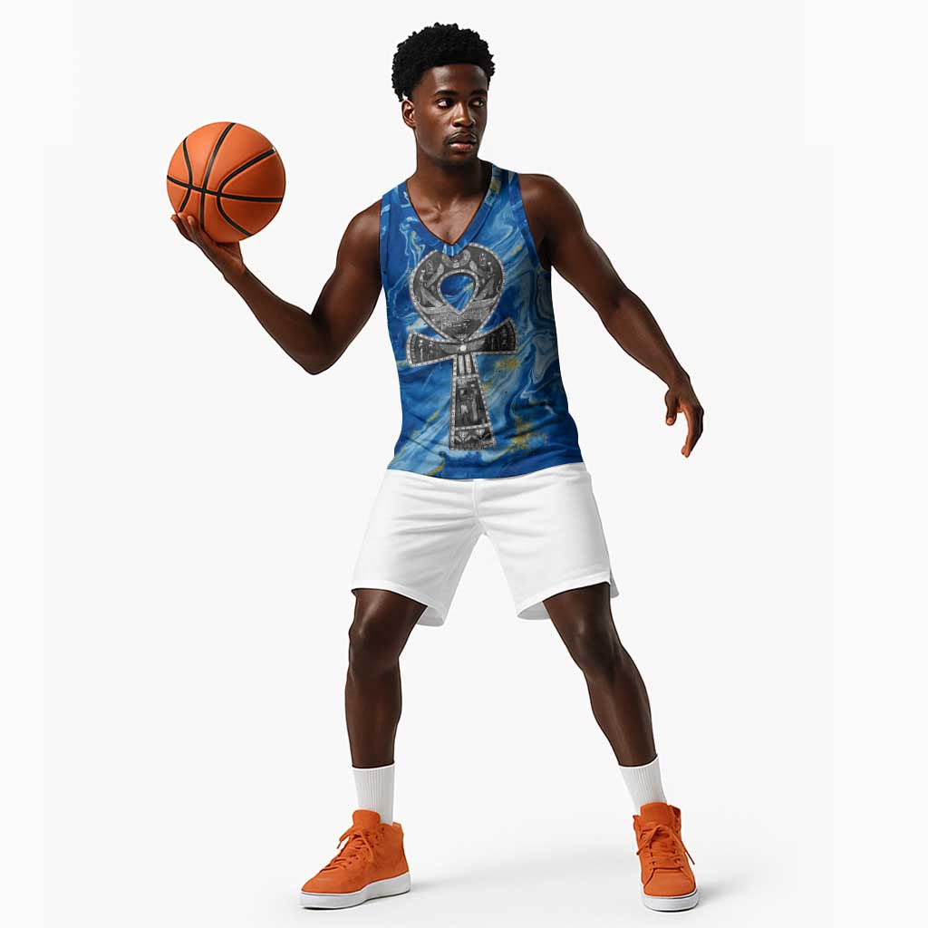 Ankh On Blue Basketball Jersey Pan African DT02