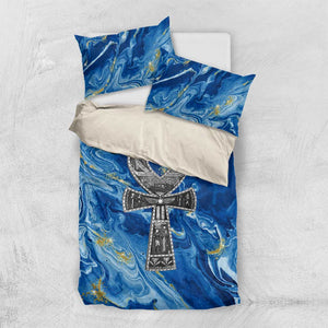 Ankh On Blue Bedding Set Pan African